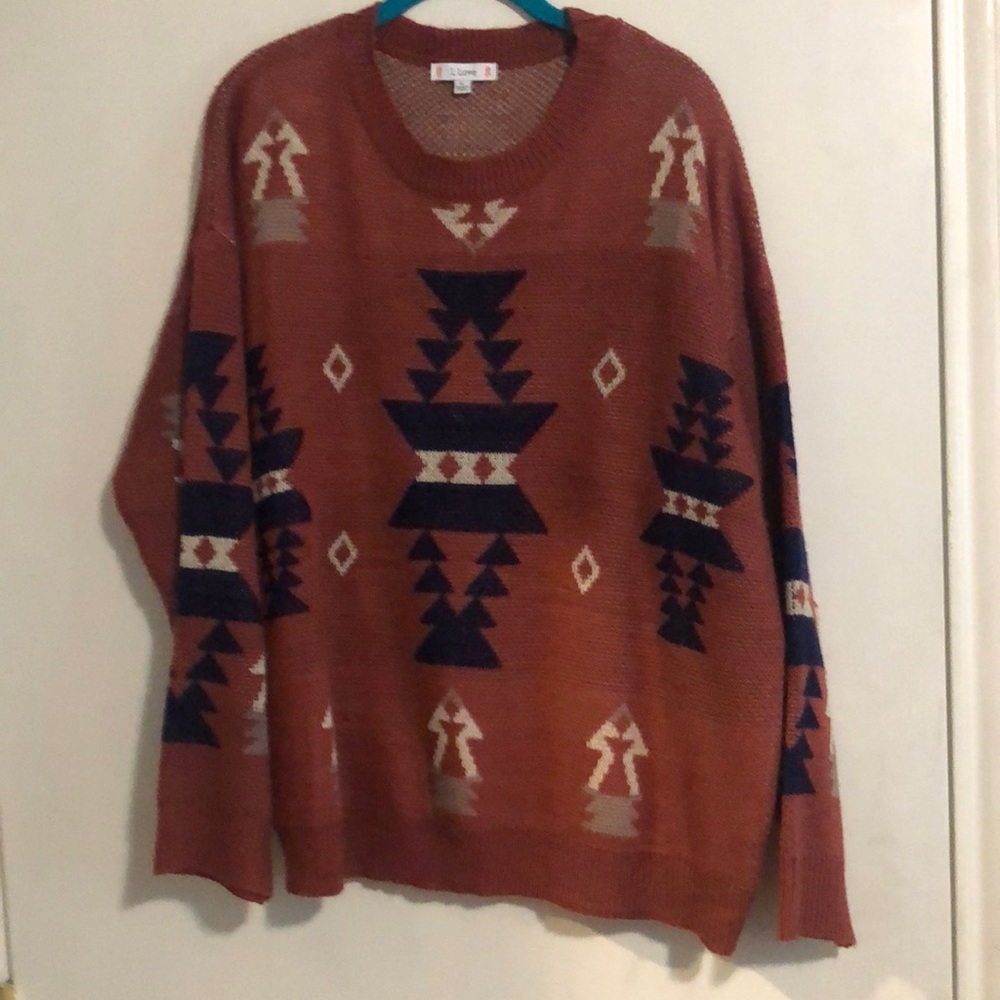 L Love sweater, large generous fit.